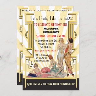 Invitation à une fête de filles Art Déco Flapper