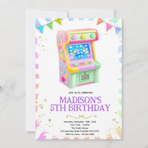 Invitation à une fête de filles de jeu d'arcade
