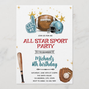 Invitation à une fête de football et de baseball