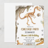 Invitation à une fête de fossiles de dinosaures (Devant / Derrière)