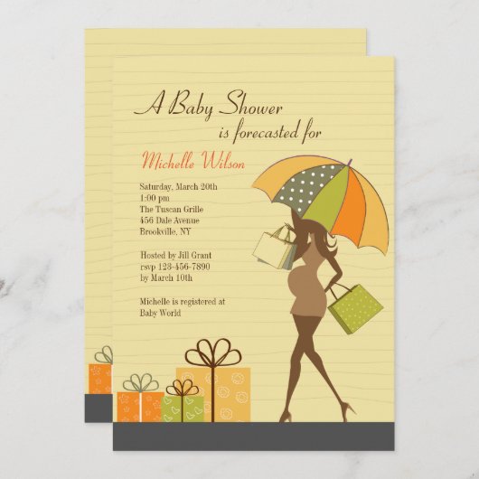 Invitation à une fête de future maman (Ebony) (Devant / Derrière)