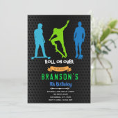 Invitation à une fête de garçon avec skateboard (Debout devant)