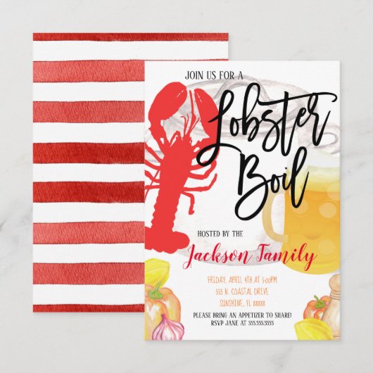 Invitation à une fête de homard bouilli (Devant / Derrière)