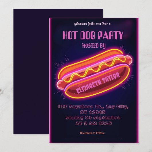 Invitation à une fête de Hot Dog – Célébration de (Devant / Derrière)