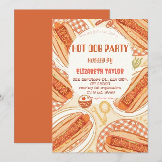 Invitation à une fête de Hot Dog – Célébration de (Devant / Derrière)