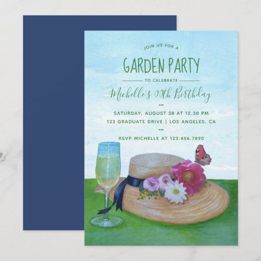 Invitation à une fête de jardin d'anniversaire (Devant / Derrière)