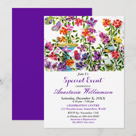 INVITATION À UNE FÊTE DE JARDIN FOLÂTRE (Devant / Derrière)