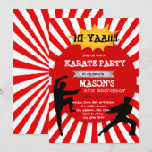 Invitation à une fête de karaté pour garçon mignon (Devant / Derrière)