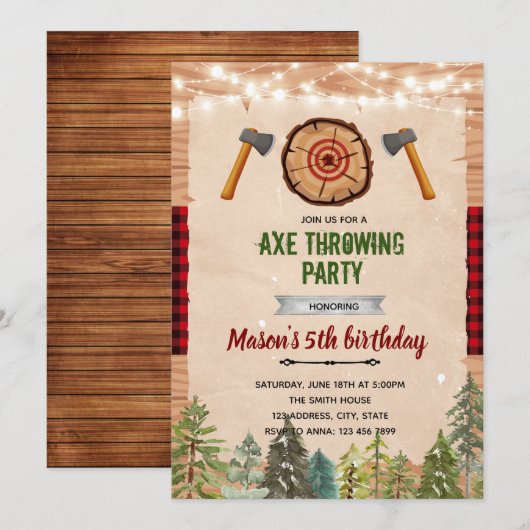 Invitation à une fête de lancer de hache (Devant / Derrière)