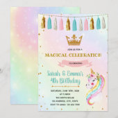 Invitation à une fête de licorne de princesse mign (Devant / Derrière)