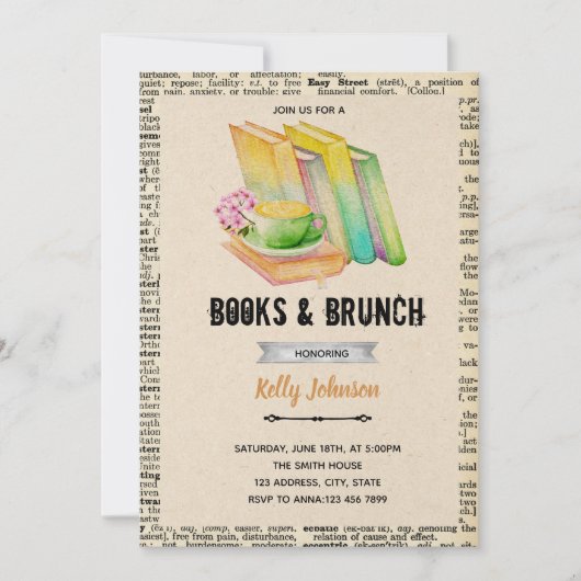 Invitation à une fête de livres et de brunch (Devant)