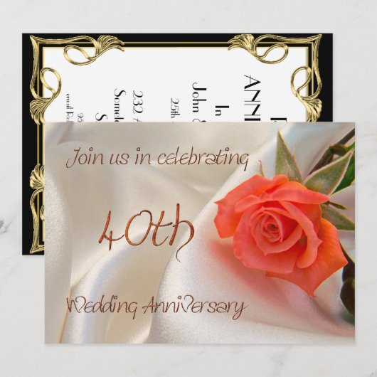 Invitation à une fête de mariage de rubis (Devant / Derrière)