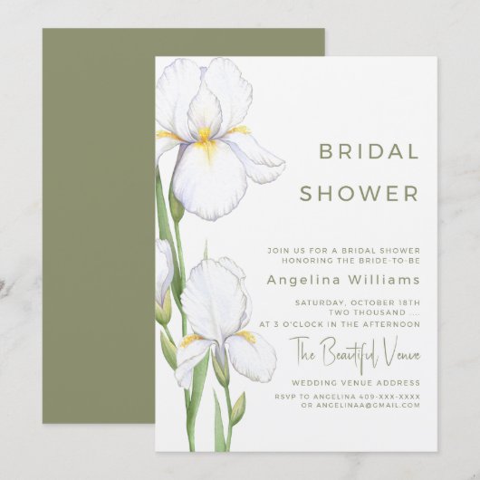 Invitation à une fête de mariage "Iris délicats" (Devant / Derrière)