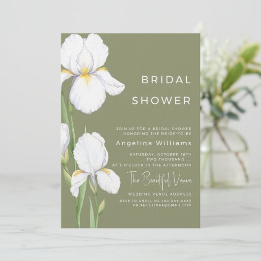 Invitation à une fête de mariage "Iris délicats" (Debout devant)
