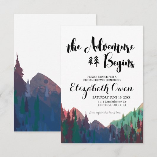 Invitation à une fête de mariage - Thème Montagne (Devant / Derrière)