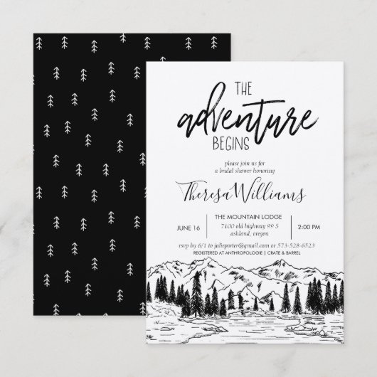 Invitation à une fête de mariage - Thème Montagne (Devant / Derrière)