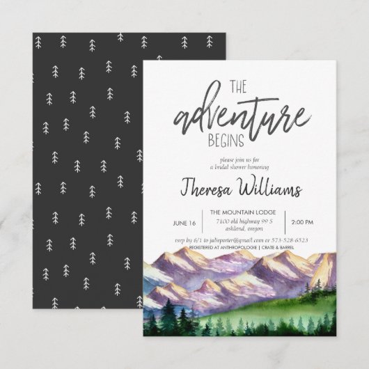 Invitation à une fête de mariage - Thème Montagne (Devant / Derrière)