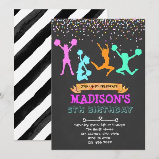 Invitation à une fête de meneuse de claque paillet (Devant / Derrière)