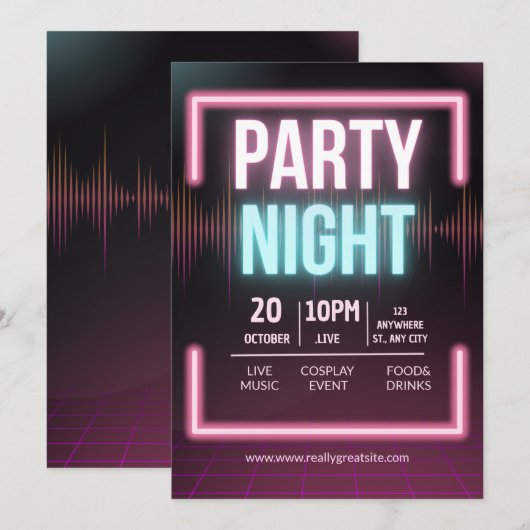 Invitation à une fête de musique, Flyer de soirée (Devant / Derrière)
