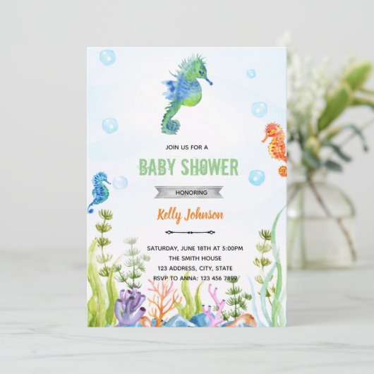 Invitation à une fête de naissance de bébé en form (Debout devant)