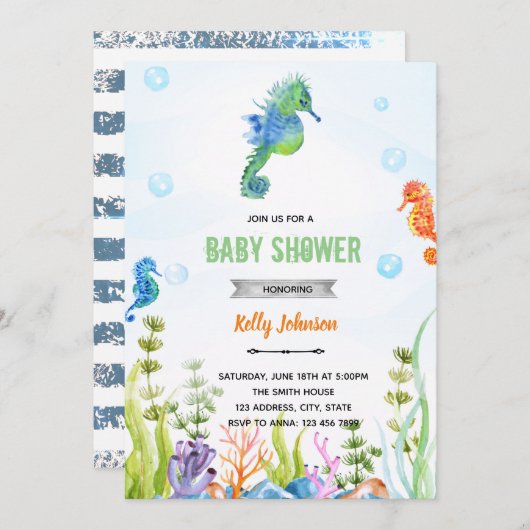 Invitation à une fête de naissance de bébé en form (Devant / Derrière)