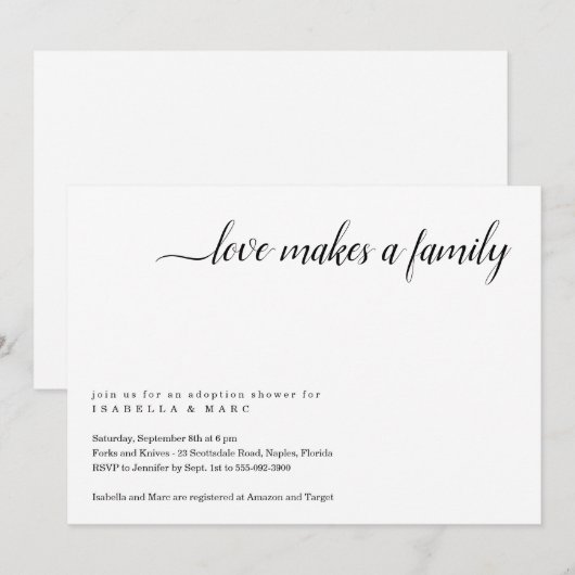 Invitation à une fête de naissance par adoption (p (Devant / Derrière)