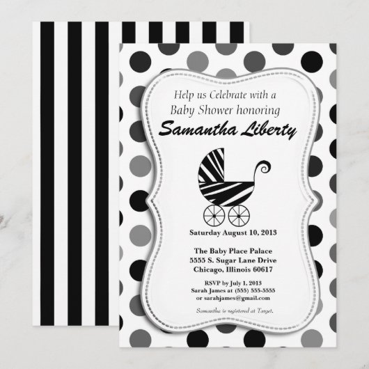 Invitation à une fête de naissance Zèbre (Devant / Derrière)