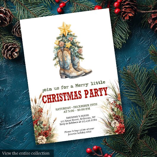 Invitation à une fête de Noël à la ferme rustique
