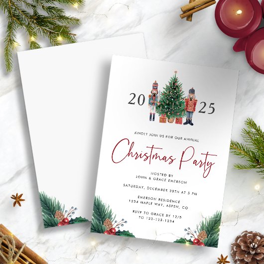 Invitation à une fête de Noël à l'aquarelle