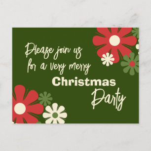 Invitation à une fête de Noël à motif floral rétro