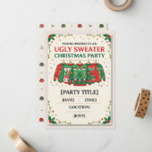 Invitation à une fête de Noël au pull moche (Devant/Arrière en situation)