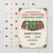 Invitation à une fête de Noël au pull moche (Devant / Derrière)