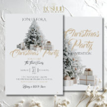 Invitation à une fête de Noël avec arbre et cadeau