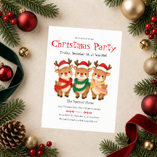 Invitation à une fête de Noël avec des rennes mign
