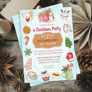 Invitation à une fête de Noël avec du chocolat cha