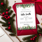 Invitation à une fête de Noël avec pin et houx