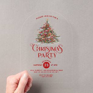 Invitation à une fête de Noël avec un arbre décoré