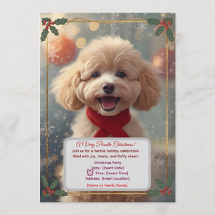 Invitation à une fête de Noël avec un Caniche mign
