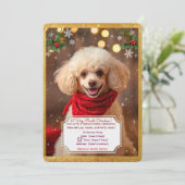 Invitation à une fête de Noël avec un Caniche mign (Debout devant)
