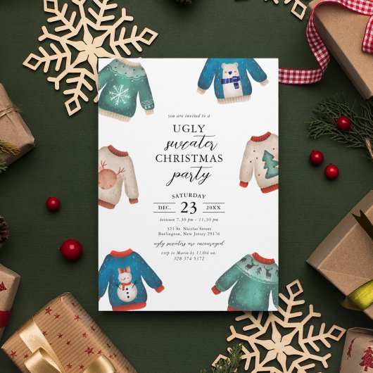 Invitation à une fête de Noël avec un pull moche