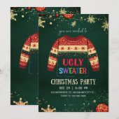 Invitation à une fête de Noël avec un pull moche (Devant / Derrière)