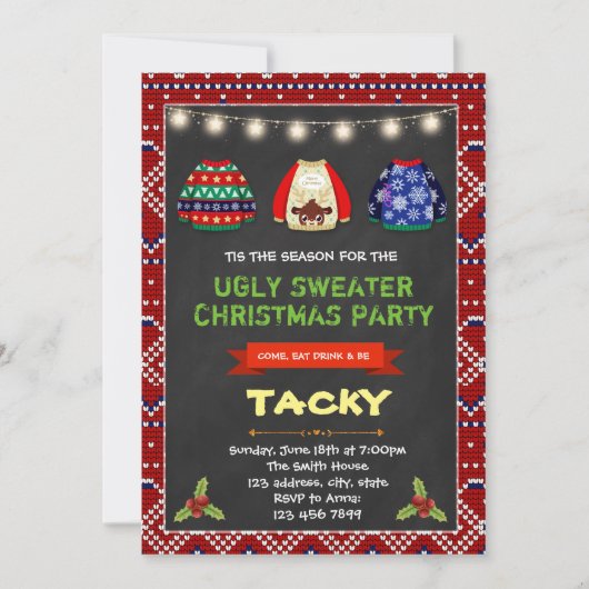 Invitation à une fête de Noël avec un pull moche m (Devant)