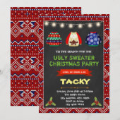 Invitation à une fête de Noël avec un pull moche m (Devant / Derrière)