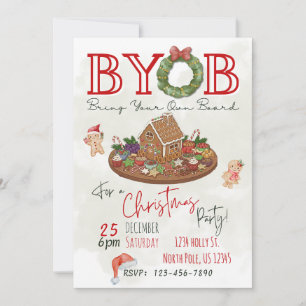 Invitation à une fête de Noël BYOB Charcuterie Boa