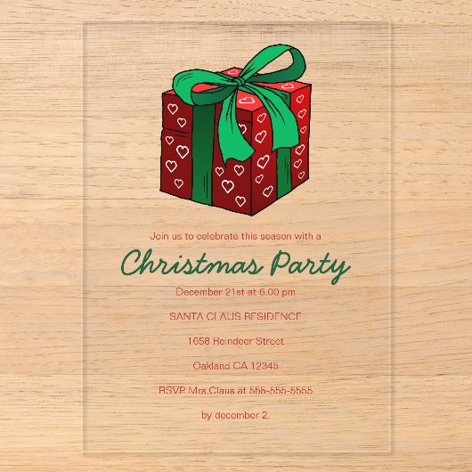 Invitation à une fête de Noël Cadeaux & Présents (Recto)