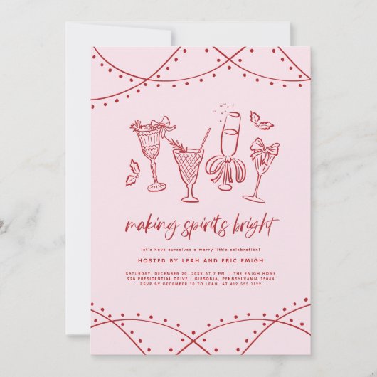 Invitation à une fête de Noël cocktail décalée (Devant)
