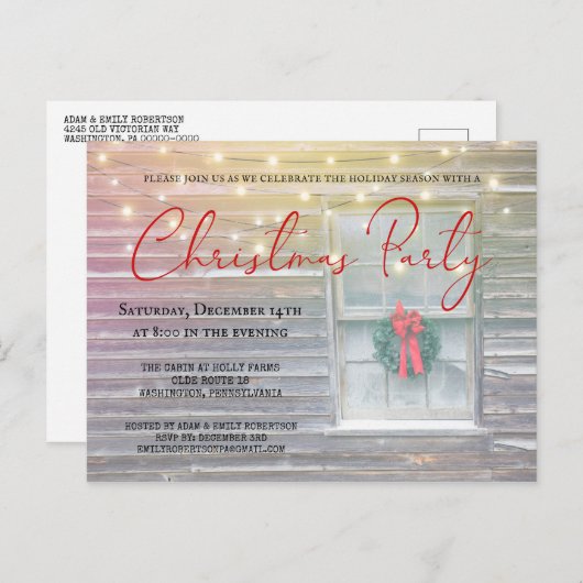 Invitation à une fête de Noël dans une cabane en r (Devant / Derrière)
