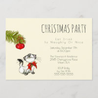 Invitation à une fête de Noël de chaton espiègle