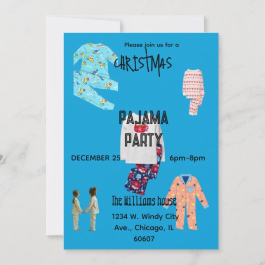 Invitation à une fête de Noël en pyjama (Devant)