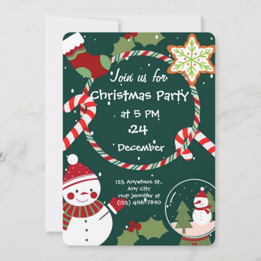 Invitation à une fête de Noël fantaisiste (Devant)
